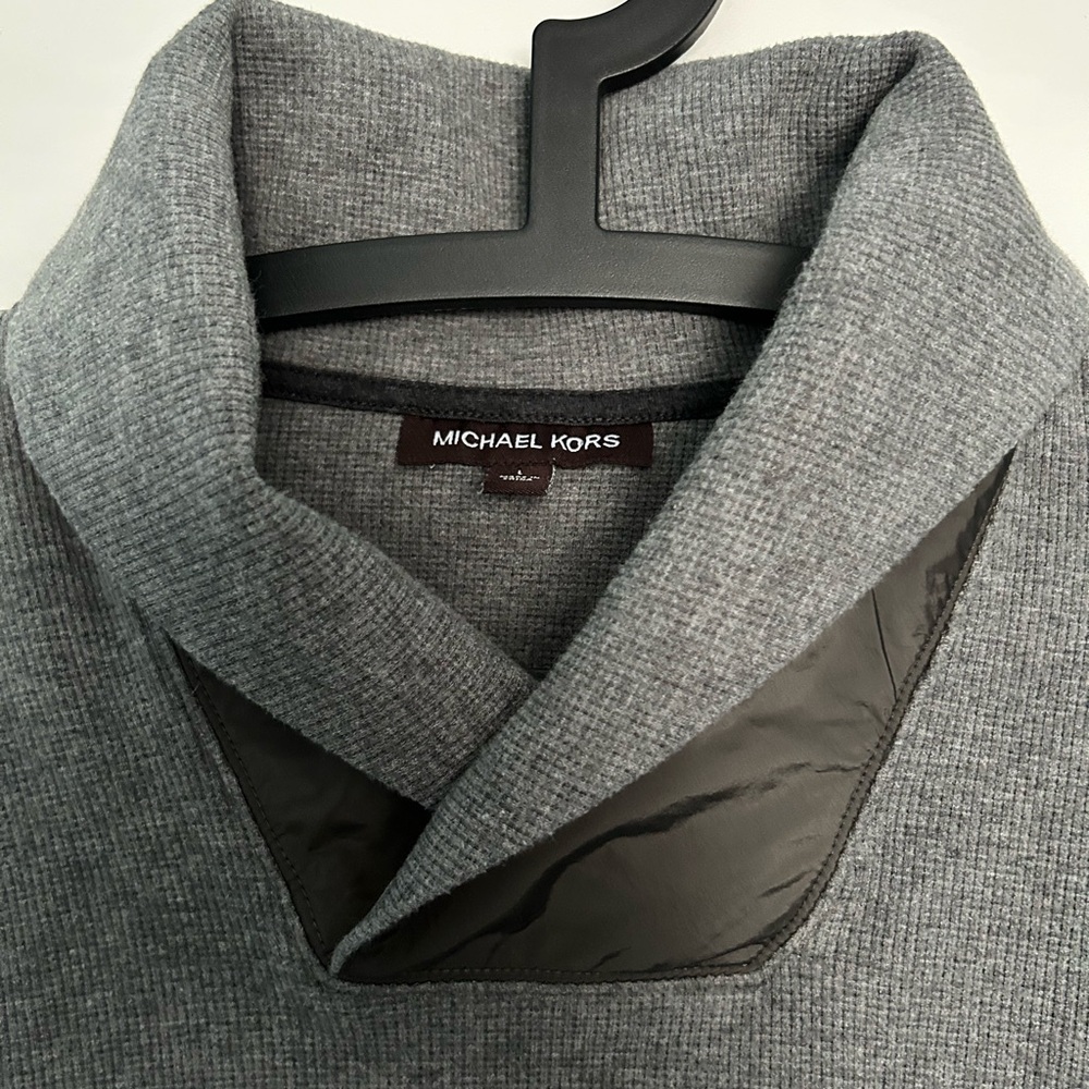 Michael Kors Charcoal V-Neck Men's Sweater - Picture 2 of 5